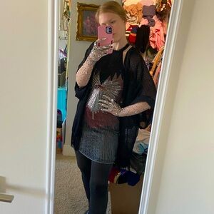 Incredible 100% silk beaded mini dress